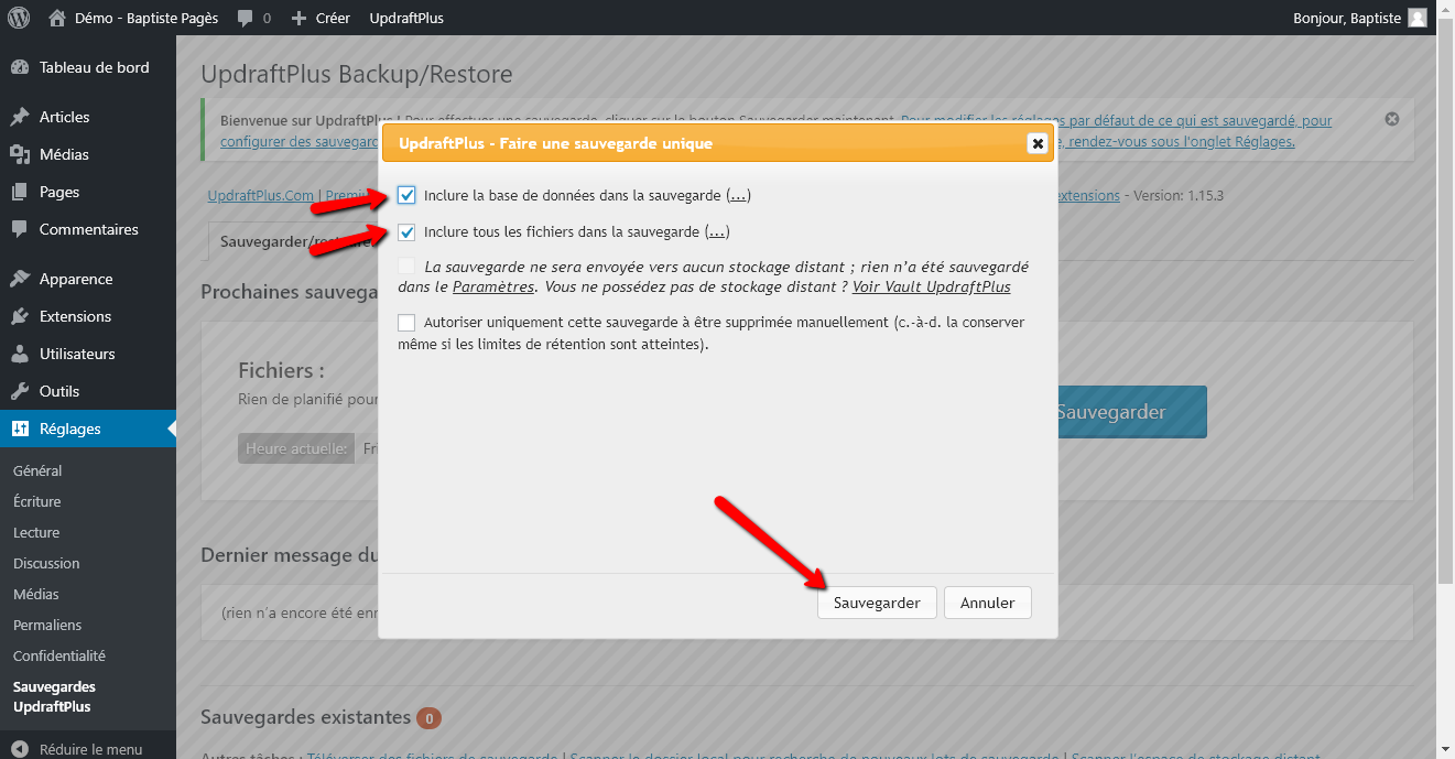 Réinstaller un site WordPress - Capture d'écran 5
