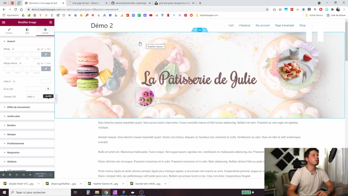 Ajouter des images au haut de page parallax