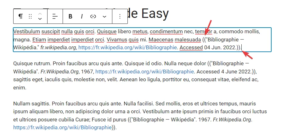 Créer une note bibliographique avec le plugin WordPress Footnotes Made Easy